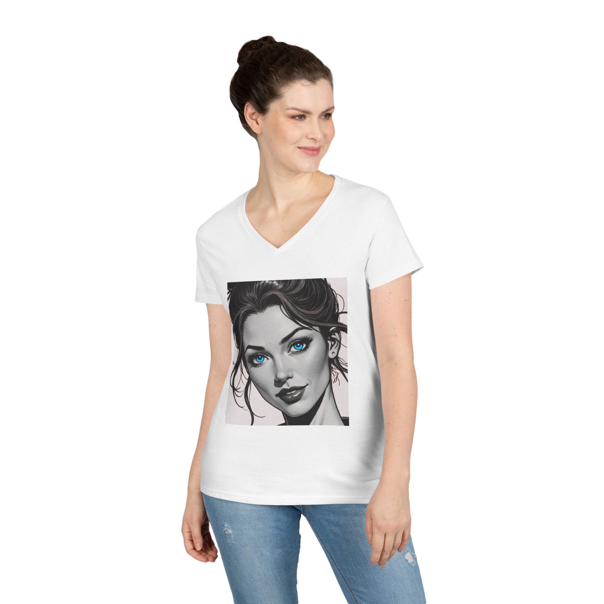 Designer Self Portrait Vintage Ladies V-Neck T-Shirt