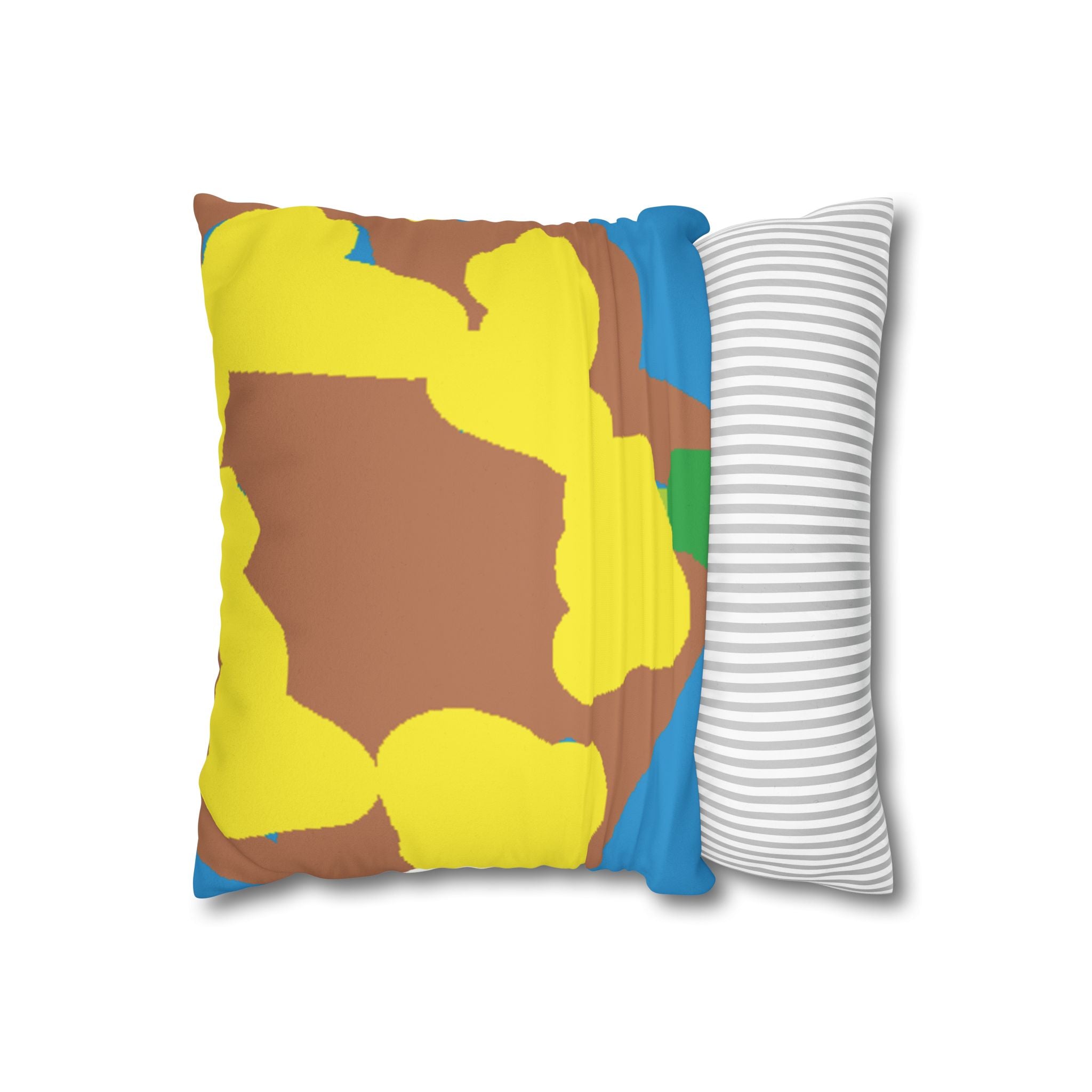 Abstract Floral Faux Suede Pillowcase — Square Decorative Throw Pillow Cover