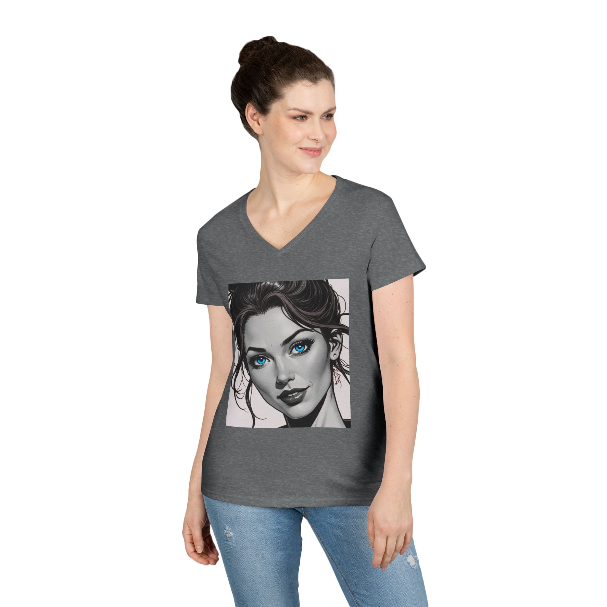 Designer Self Portrait Vintage Ladies V-Neck T-Shirt