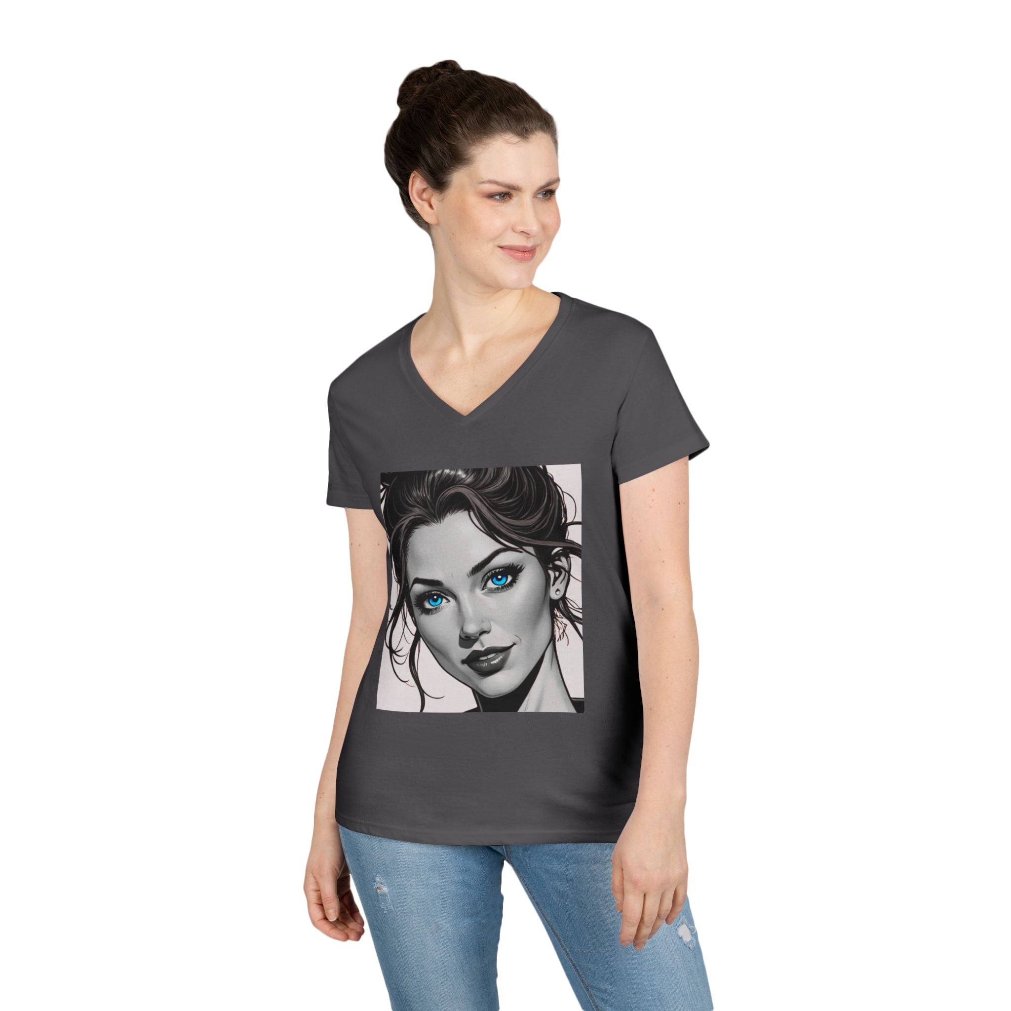 Designer Self Portrait Vintage Ladies V-Neck T-Shirt