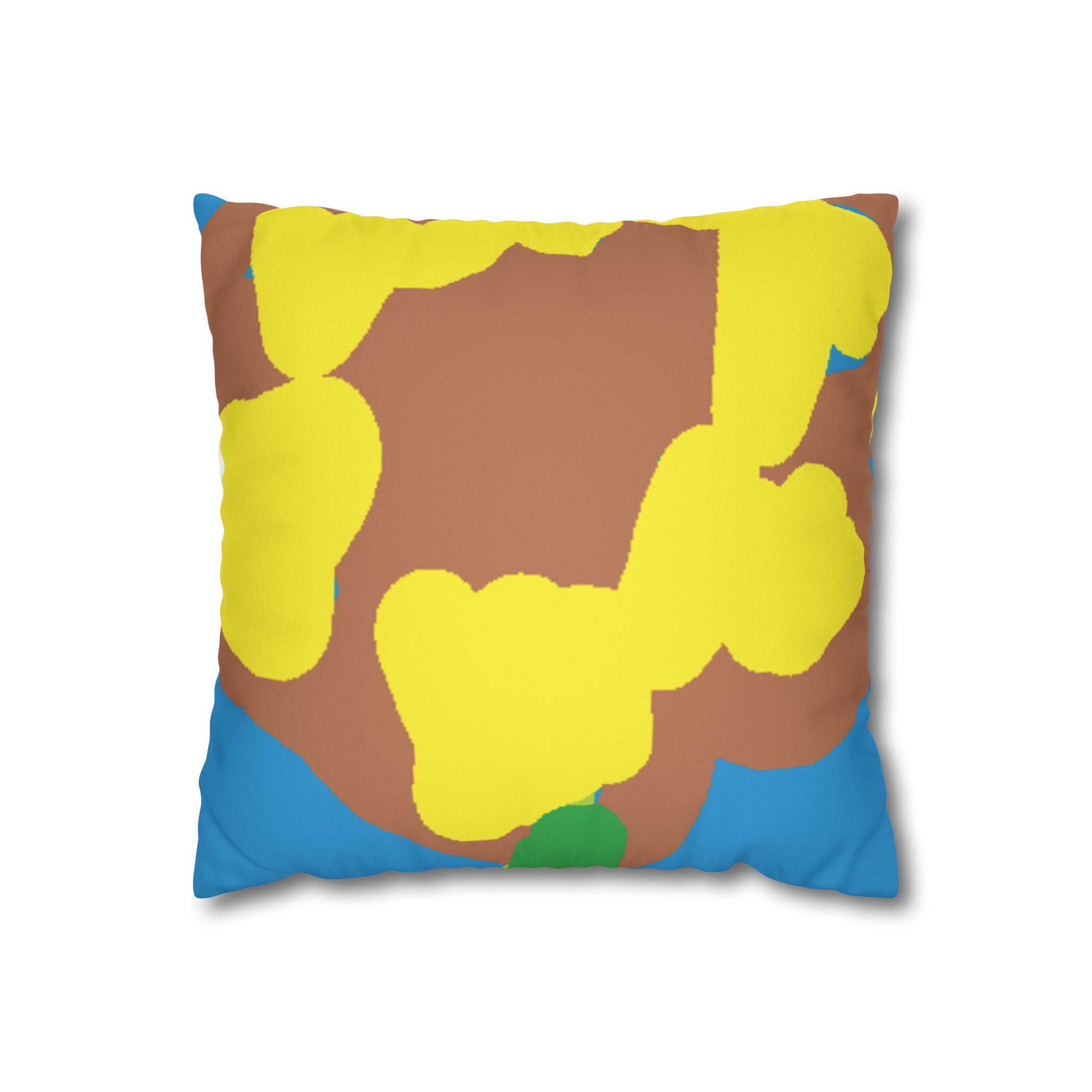 Abstract Floral Faux Suede Pillowcase — Square Decorative Throw Pillow Cover