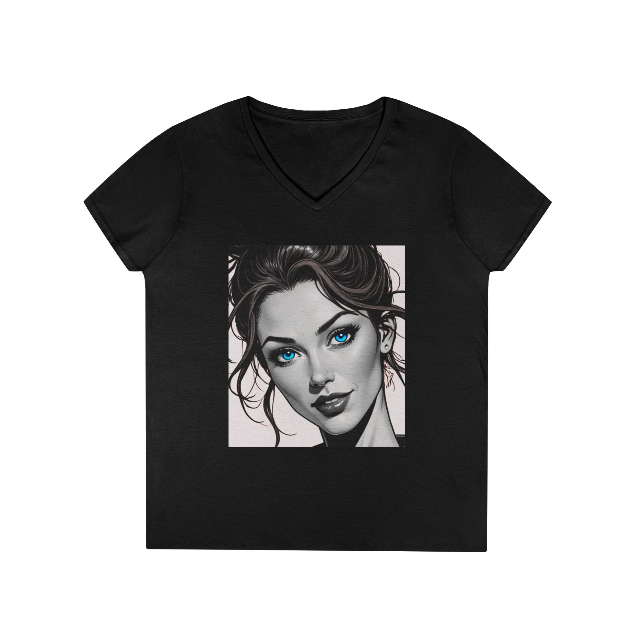 Designer Self Portrait Vintage Ladies V-Neck T-Shirt
