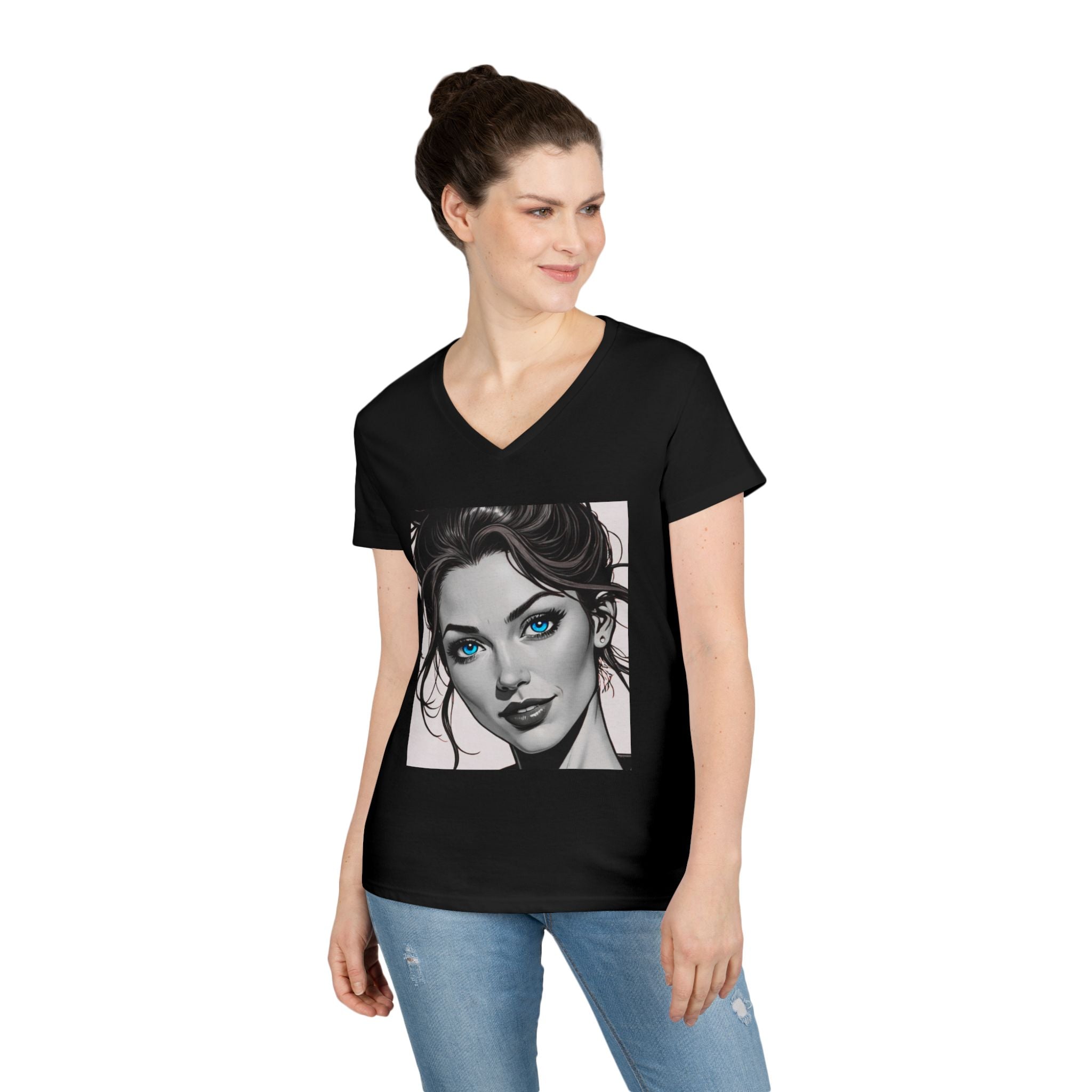 Designer Self Portrait Vintage Ladies V-Neck T-Shirt