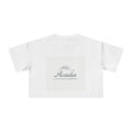 Acadia Clothing Company Logo Crop Tee | Minimal Botanical Logo, White Crop Top