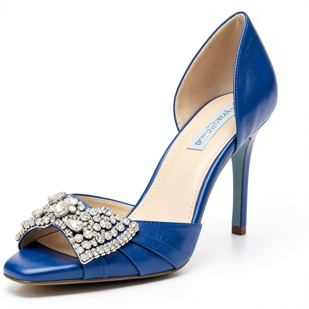 Betsey Johnson Women's Gown Pump Genuine Leather Women Shoes Blue, Size  8