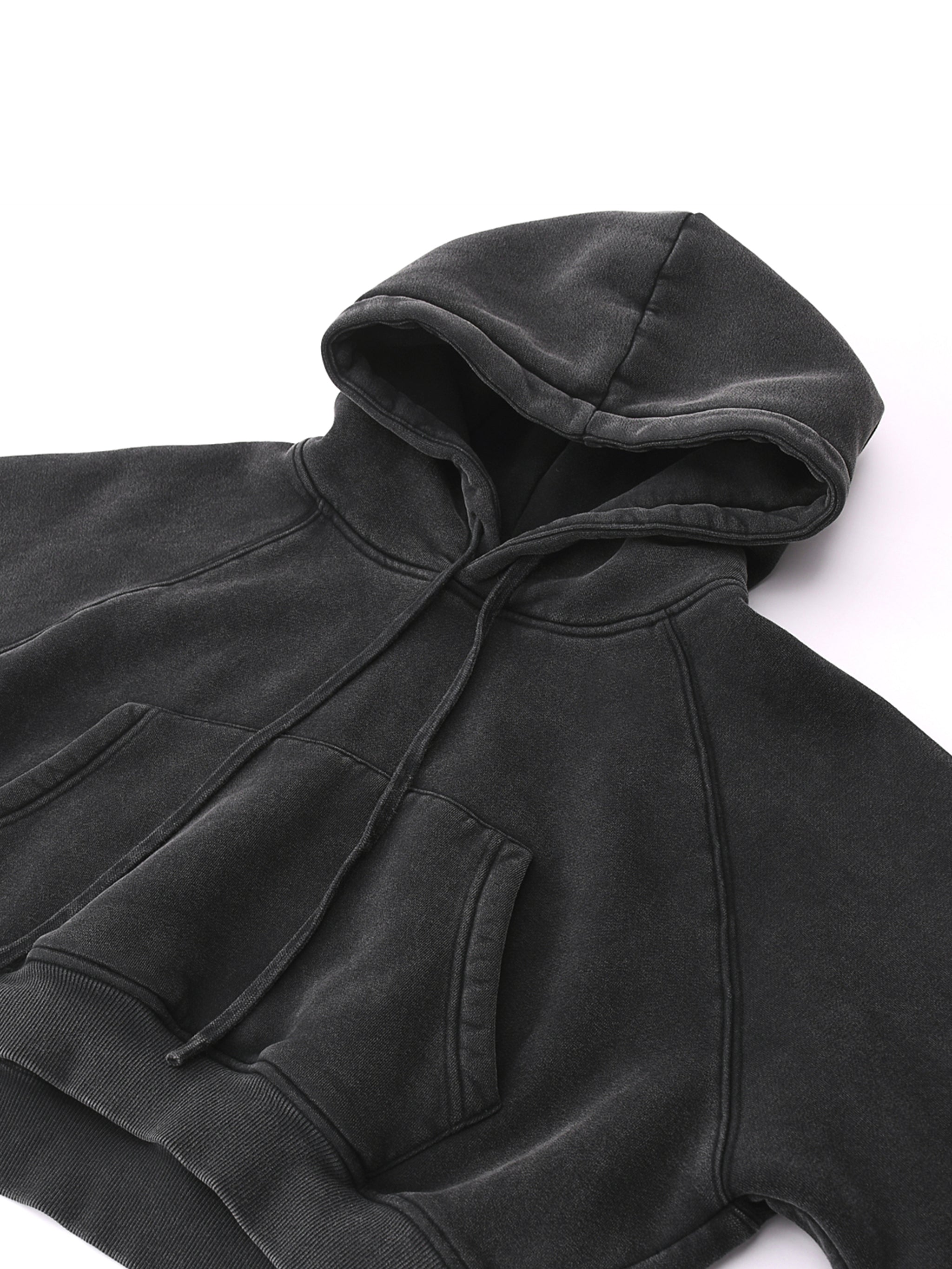 Basic B Grunge Wash Cropped Hoodie