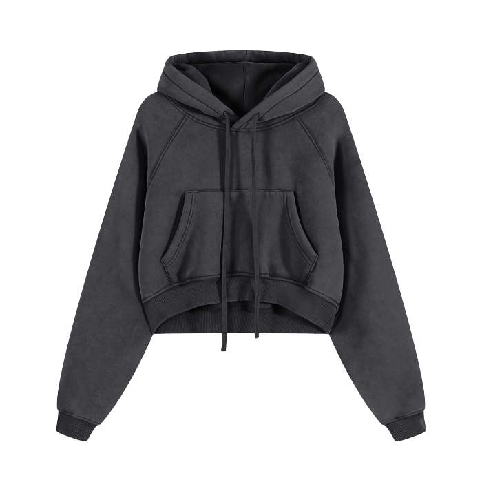 Basic B Grunge Wash Cropped Hoodie
